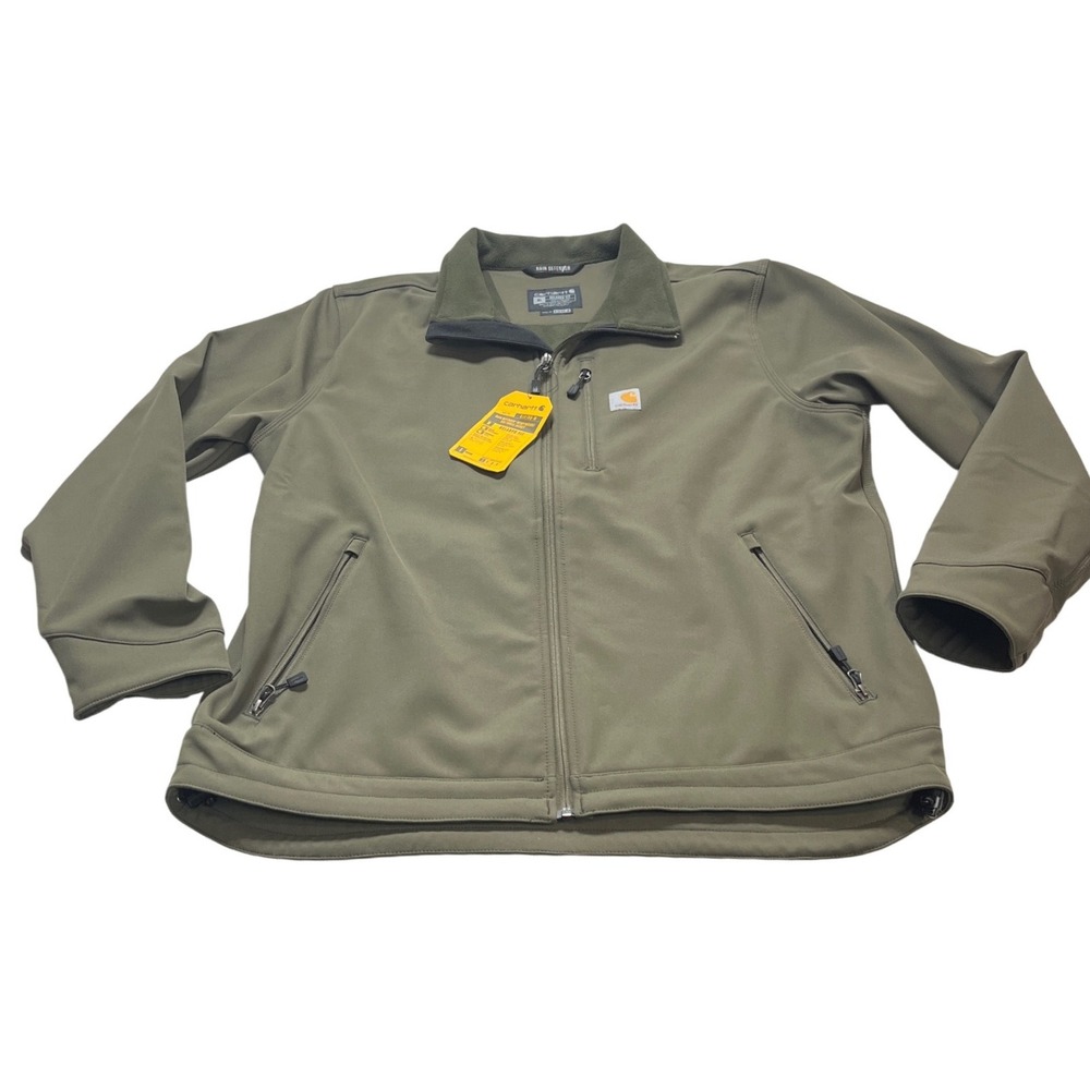 Carhartt Rain Defender Heavyweight Softshell Jacket Olive Green Relaxed Fit XL‎